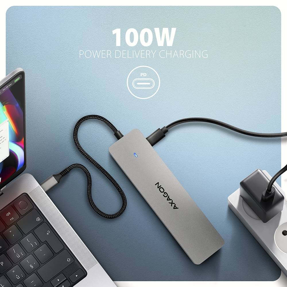 AXAGON HMC-7HX2 Dockingstation USB-C 3.2 Gen 1 2x HDMI 100W Grau