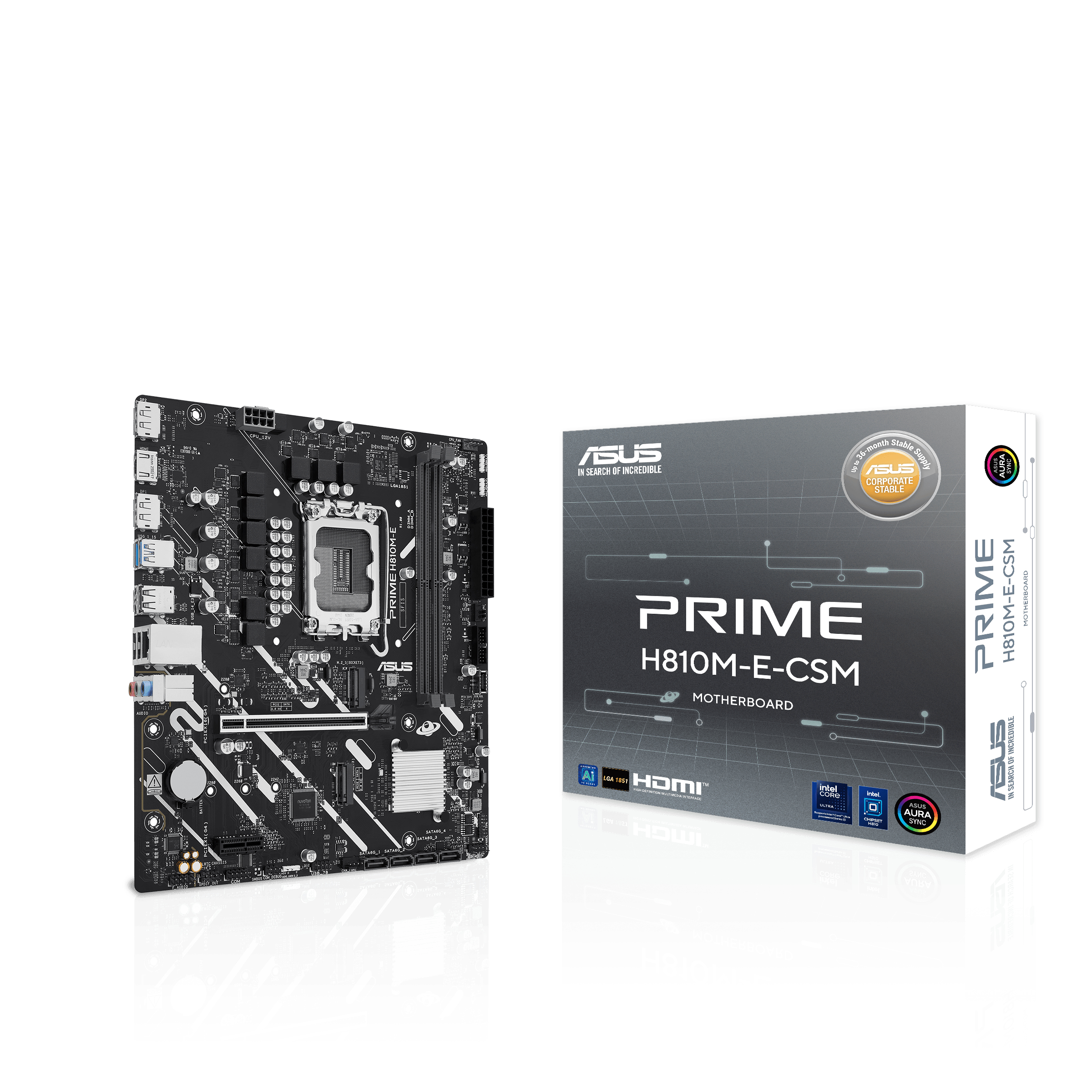ASUS PRIME H810M-E-CSM Mainboard Intel H810 LGA 1851 DDR5 Micro ATX Schwarz