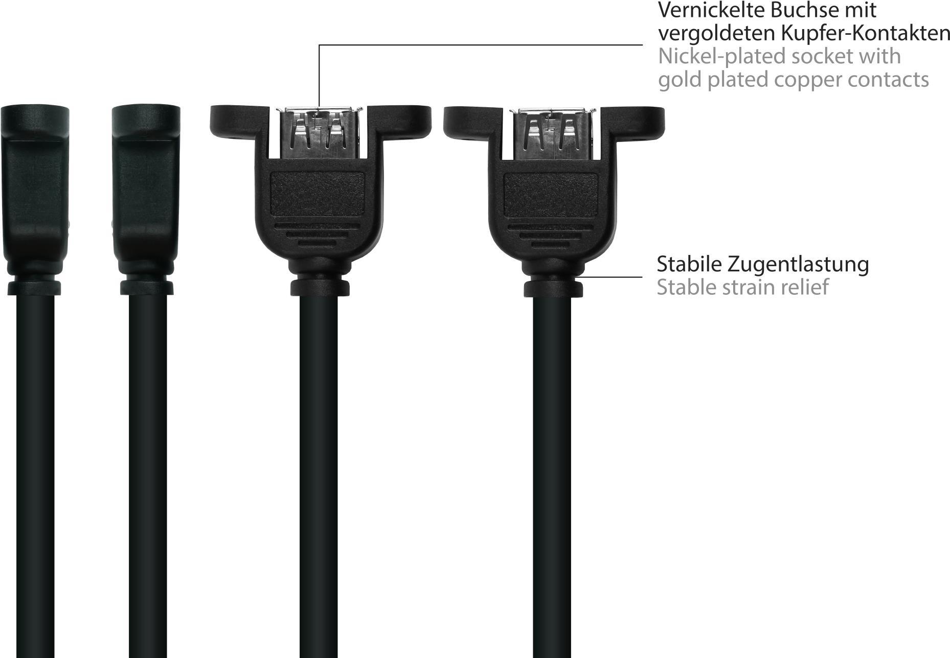 Alcasa UK20P-AEA-003S USB Kabel 0,3 m USB 2.0 USB A Schwarz (UK20P-AEA-003S)
