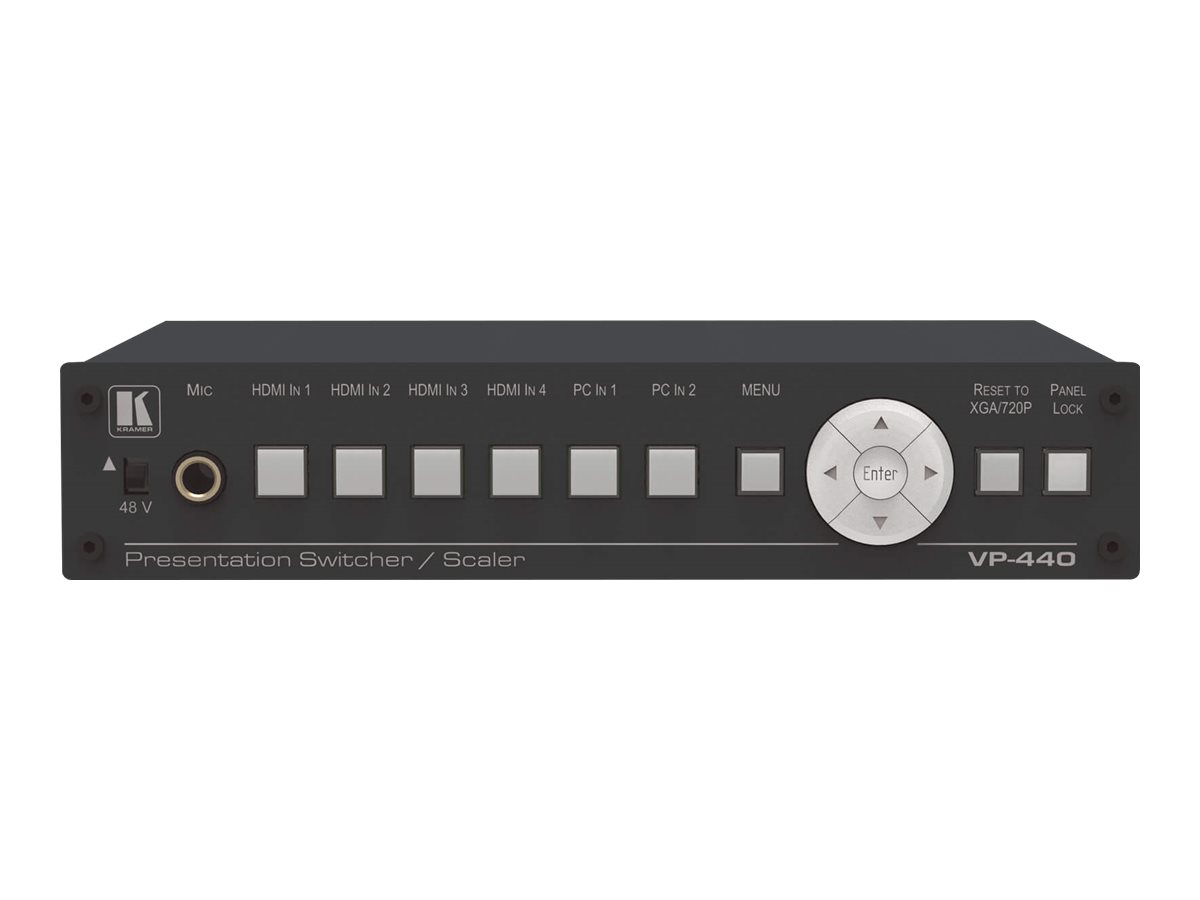 Kramer VP-440X 18G 4K 4:4:4 Präsentationsumschalter mit Scaler, HDMI und HDBaseT Ausgang Schwarz