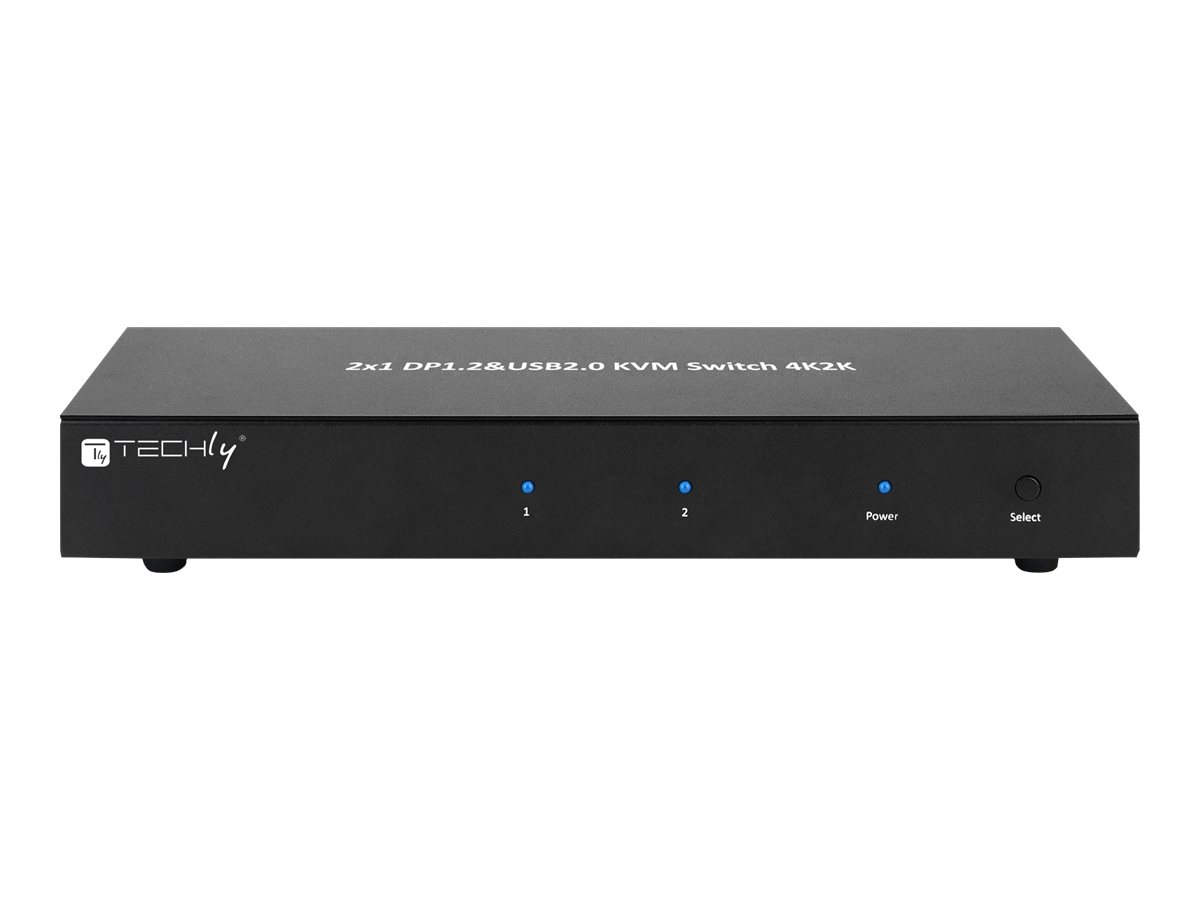 Techly 2-Port DisplayPort 1.2 Dual-Monitor KVM-Switch 3840 x 2160 Schwarz