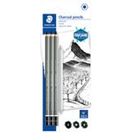 STAEDTLER Kohlestift Mars Lumograph charcoal, 4er Blister Sechskantstift, grau-matt lackiert, mit Tauchkappe, Länge: - 1 Stück (100C SBK4)