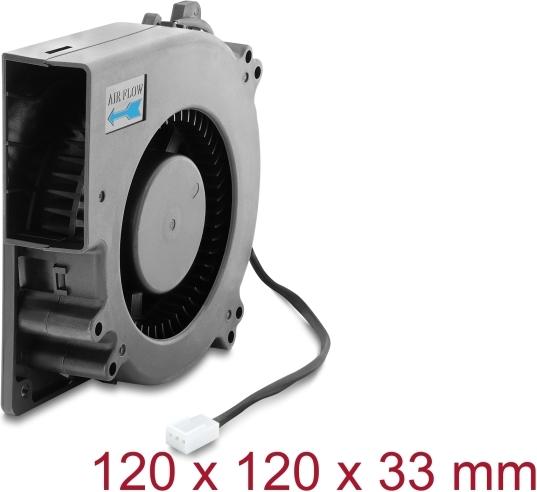 Delock Radiallüfter / Lüftergebläse 12 V DC 120 x 120 x 33 mm mit 3-Pin Lüfteranschluss, schwarz (67497)