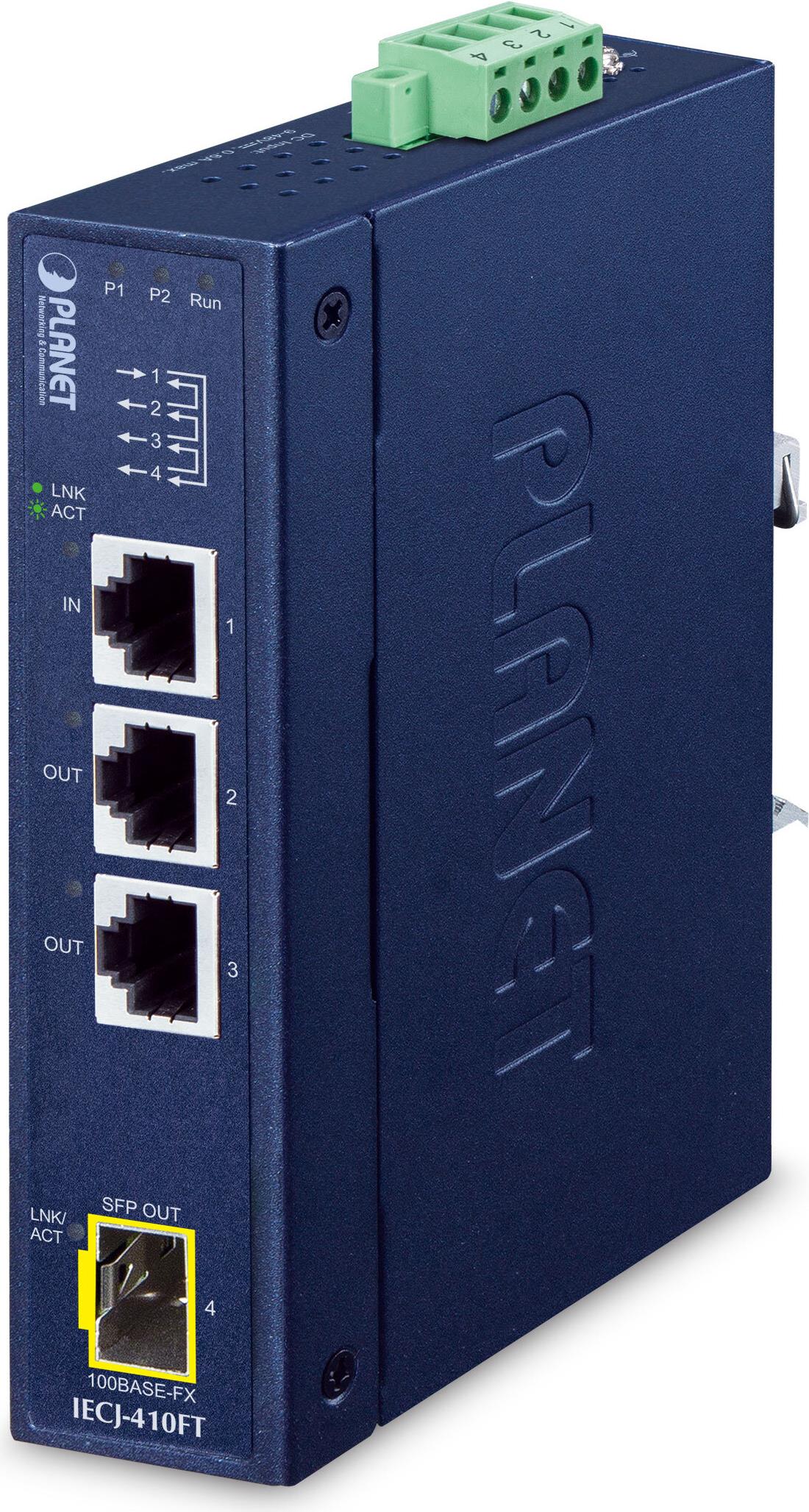 PLANET Industrial 3-Port RJ45 + Netzwerk Medienkonverter Blau (IECJ-410FT)
