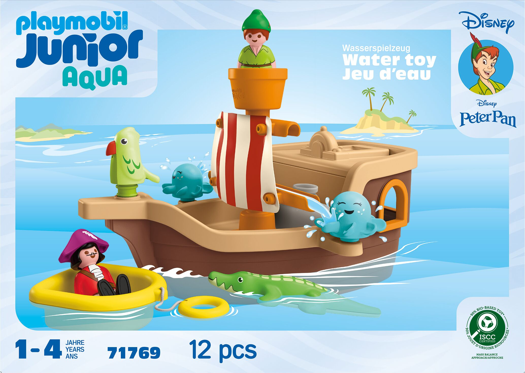 Playmobil Junior 71769 Peter Pans Piratenschiff mit Wasserspritzspaß, 40 Teile, Mehrfarbig