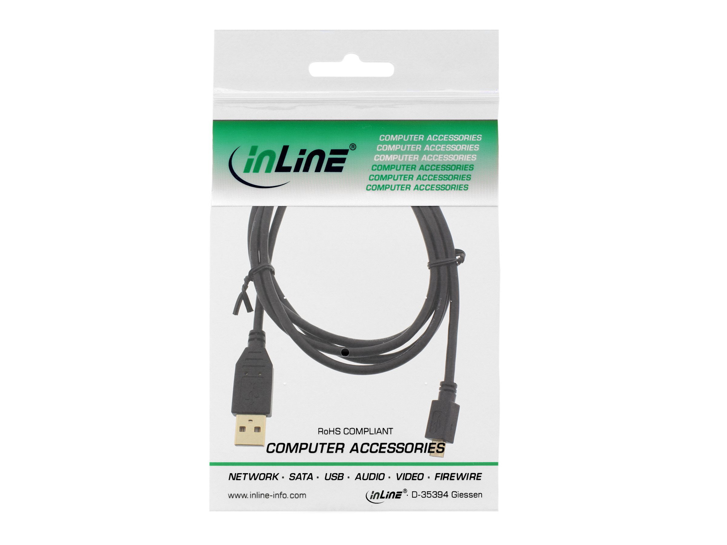 InLine 31703P USB 2.0 Kabel USB-A auf Micro-USB B 0,3 m Schwarz