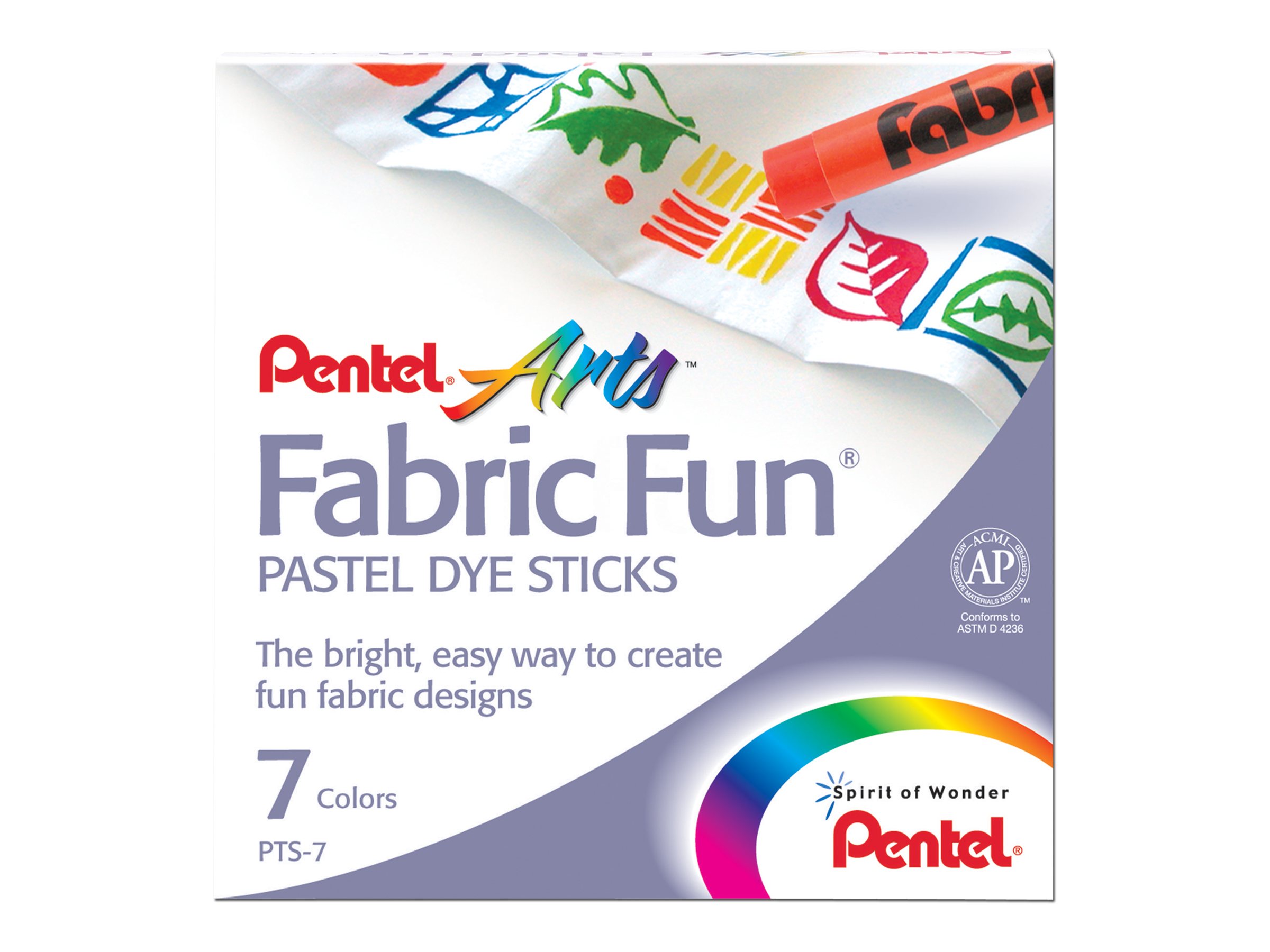 Pentel Arts Fabric Fun Stoffmalkreide PTS-7, 7er Karton-Etui, säurefrei