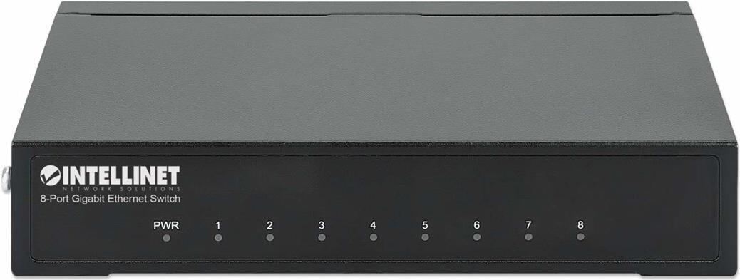 Intellinet 8-Port Gigabit Ethernet Desktop Switch, Metallgehäuse, Schwarz