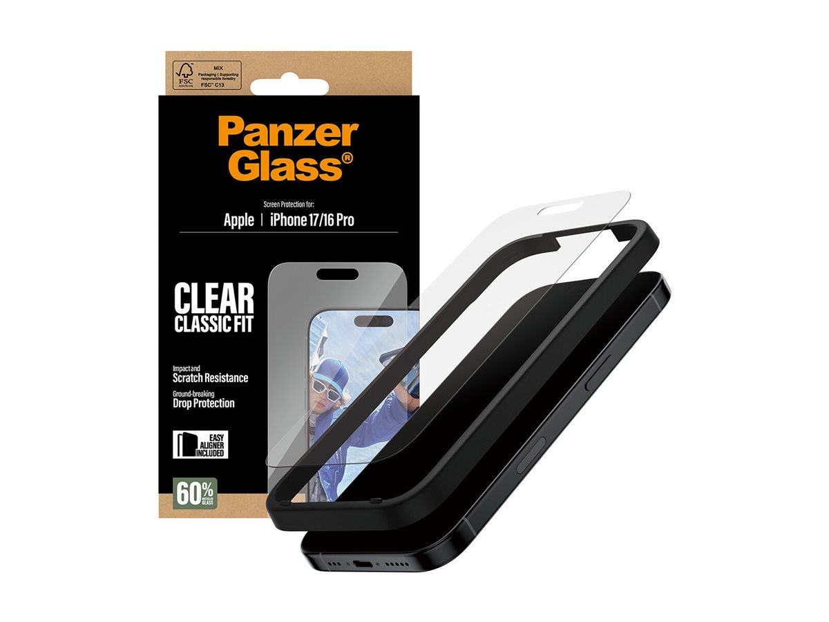 PanzerGlass Displayschutzfolie iPhone 17 / iPhone 16 Pro Classic Fit mit EasyAligner Klar