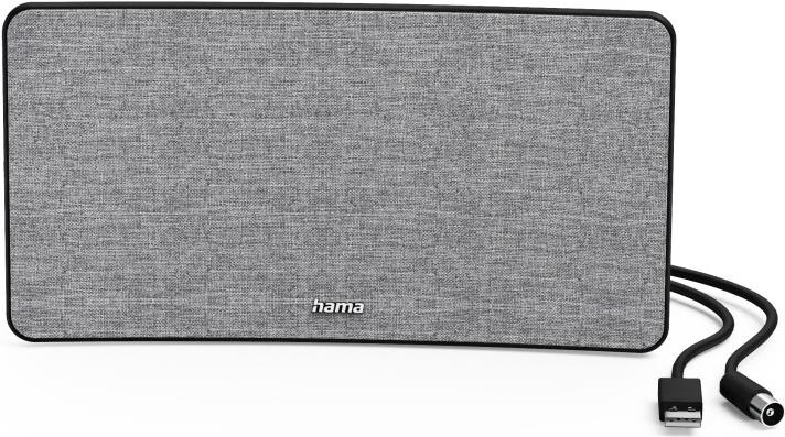 Hama Zimmerantenne Stoff-Design, DVB-T2, aktiv, Grau/Schwarz (00221087)