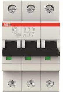 ABB Sicherungsautomat 10A S203-C10 pro M comp. 3pol.6kA f.Leitungssch. S203-C10 (2CDS253001R0104)