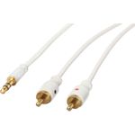 S/CONN maximum connectivity Smartphone-Tablet PC-Zubehör-Super Slim Audiokabel, 3,5mm Stereo Mini-Stecker auf 2x Cinchstecker, vergoldete Kontakte, Rundkabel, weiß, 1,5m (33983-W)