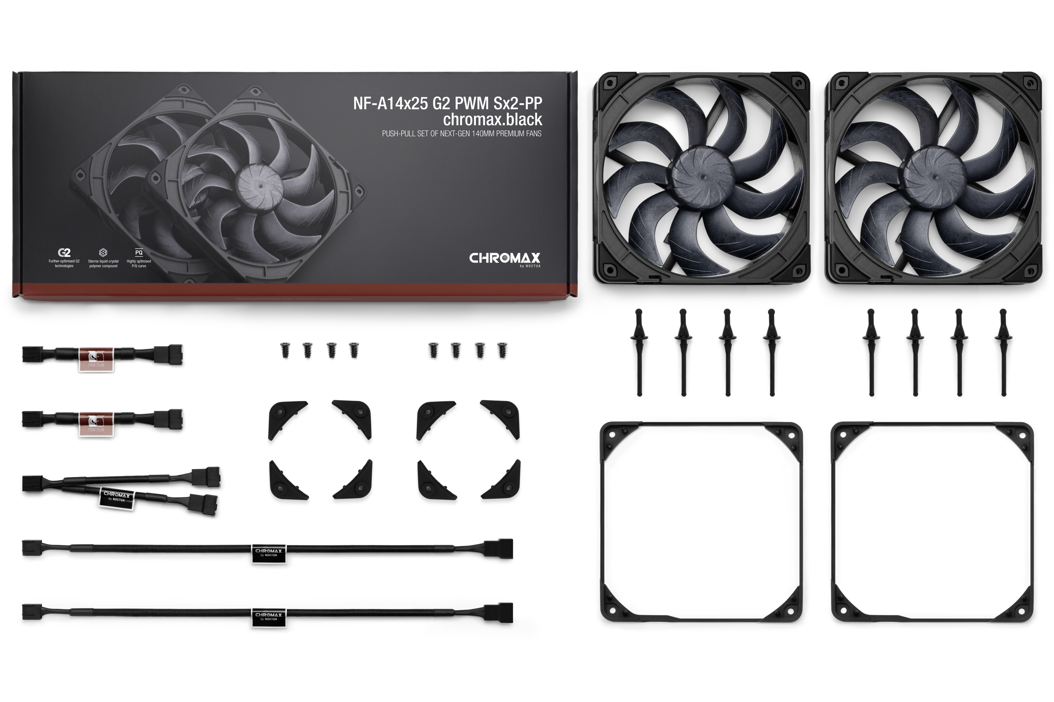 Noctua chromax.black NF-A14X25 G2 PWM SX2-PP 140 mm Schwarz