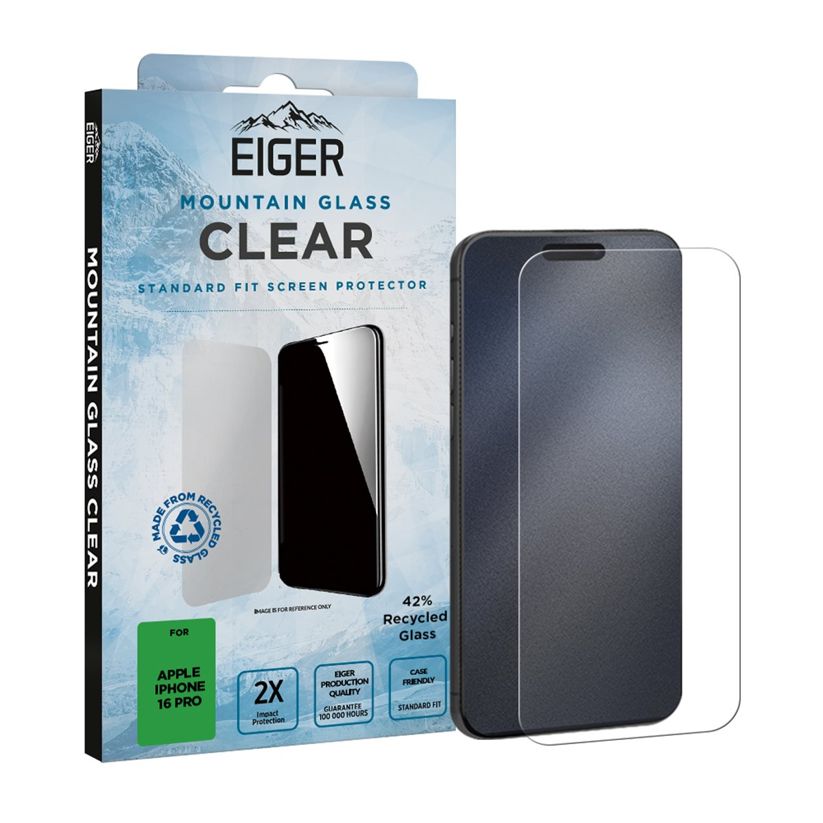 Eiger SP Mountain Glass Clear Displayschutzfolie für iPhone 16 Pro Transparent