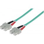 Intellinet Fiber Optic Patch Cable, OM3, SC/SC, 1m, Aqua, Duplex, Multimode, 50/125 µm, LSZH, Fibre, Lifetime Warranty, Polybag (751025)