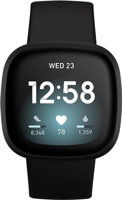 Fitbit Versa 3 - Gesundheits- & Fitness-Smartwatch Black/Black Aluminum (0811138039813)