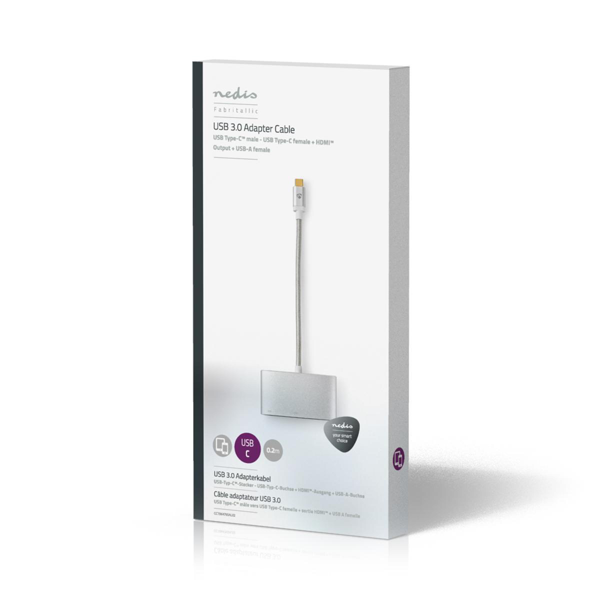 Nedis CCTB64765AL02 USB-C Adapterkabel 0,2 m Aluminium