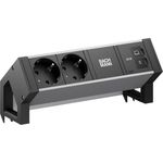BACHMANN DESK2 ALU BLACK 2xCEE7/3, 1xUSB C/C 65W L=0,2m (BM0022046)