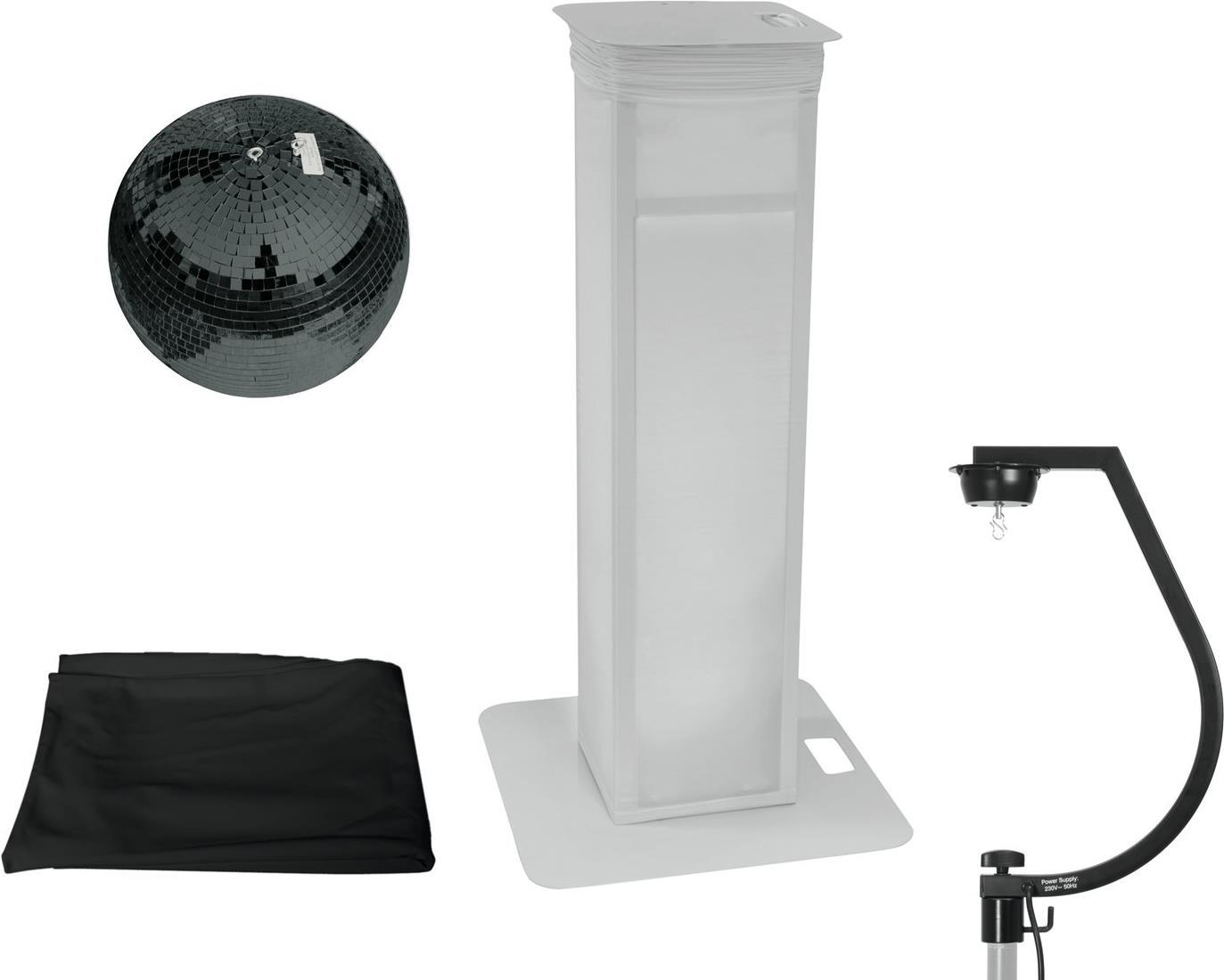 EUROLITE Set Spiegelkugel 30cm schwarz mit Stage Stand variabel + Cover schwarz (20000715)