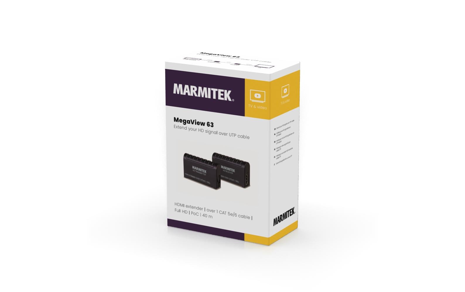 Marmitek MegaView 63 HDMI Extender Kabelgebunden Schwarz