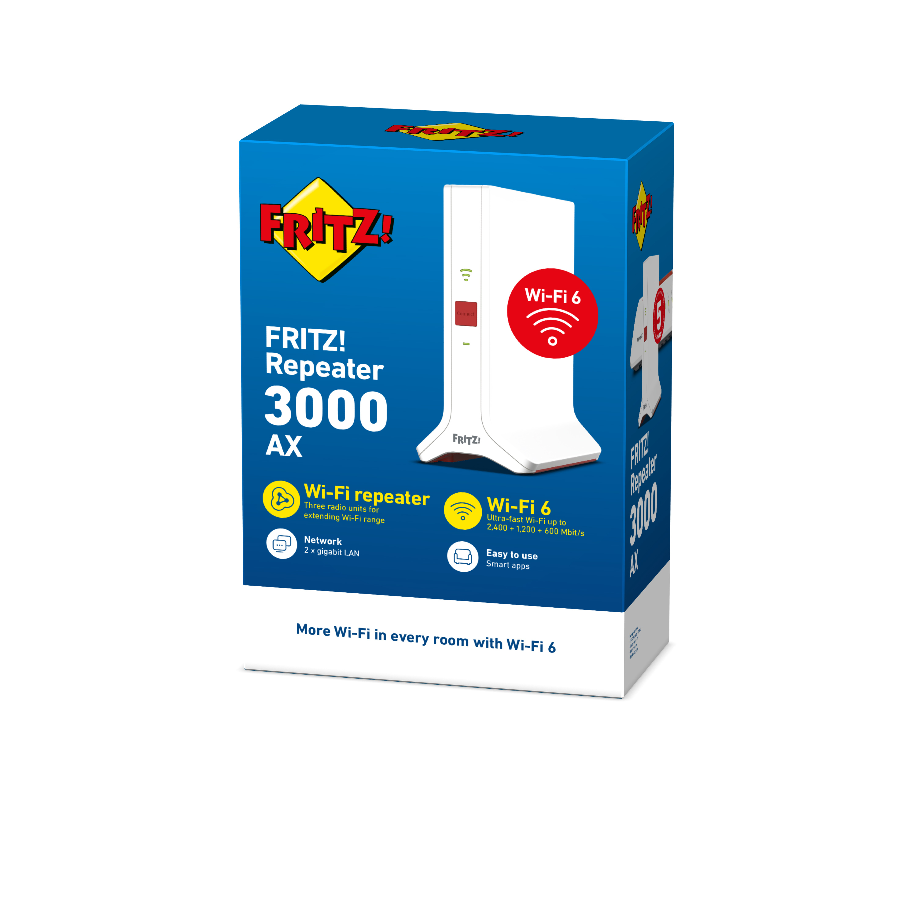 FRITZ! Repeater 3000 AX Tri-Band WLAN-Repeater Wi-Fi 6 Weiß/Rot