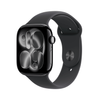 Apple Watch Series 11 GPS + Cellular 46mm Jet Black Aluminium Case with Black Sport Band - M/L (MFC44ZR/A)