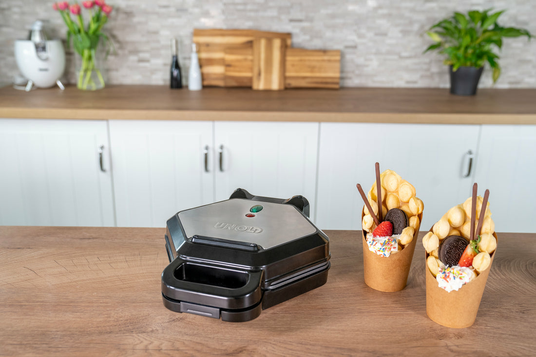Unold Bubble Waffelmaker Bobby 700 W Schwarz, Silber