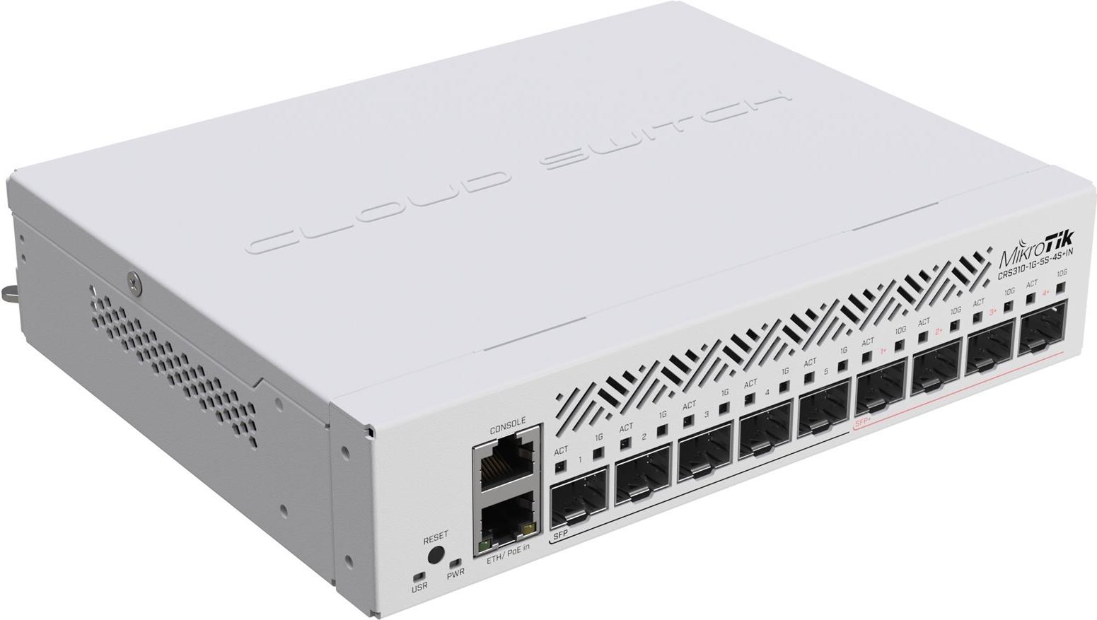 MikroTik CRS310-1G-5S-4S+IN Switch L3 10 Ports 1U Rackmount PoE+ Weiß