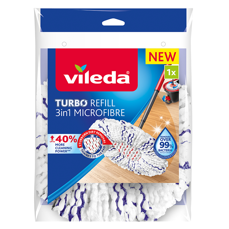 Vileda Spin Mop Refill TURBO 3in1 Mikrofaser Blau, Weiß
