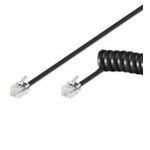 Wentronic Goobay Telefonhörer-Spiralkabel CCA (kupferkaschiertes Aluminium), Schwarz, 7 m - RJ10-Stecker (4P4C) auf RJ10-Stecker (4P4C) (68003)