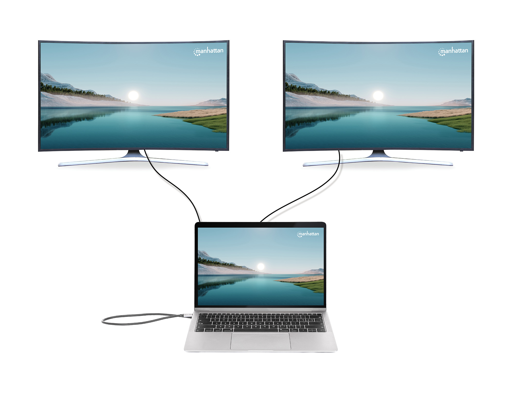 Manhattan 10-in-1 Dockingstation USB-C 3.2 Gen 1 2xHDMI 1GbE Silber