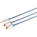 S/CONN maximum connectivity Home Cinema Verchromter Metall-Klinkenstecker 3,5 mm und 2 verchromte Metall-Cinchstecker, vergoldete Kontakte, SLIM LINE - 3,00m (30833-MHQ-SLIM)