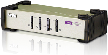 ATEN CS84U 4-Port PS/2-USB KVM Switch, 4x Custom KVM Cable Sets, Non-powered (CS84U-AT)
