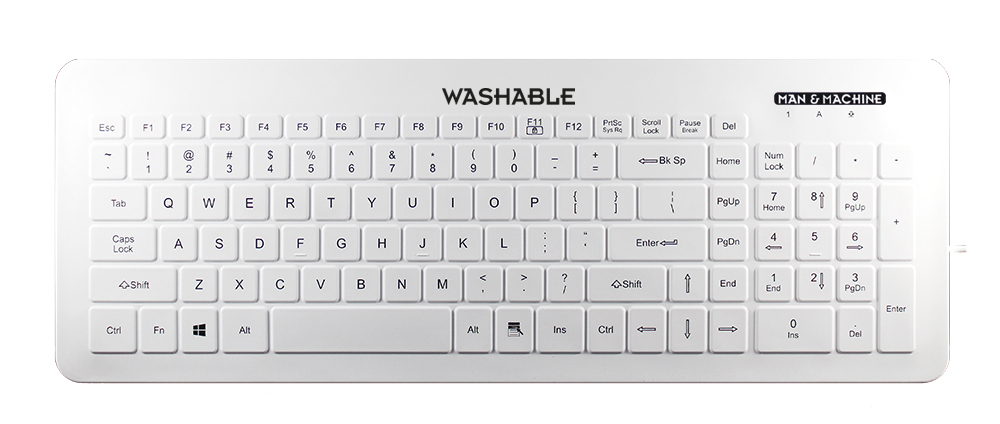 Man-Machine Very Cool Flat Hygienetastatur 104 Tasten QWERTZ USB Weiß
