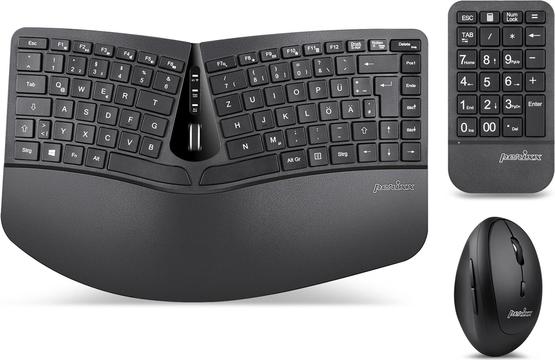 Perixx PERIDUO-606A Tastatur Maus enthalten RF Wireless Deutsch Schwarz (PERIDUO-606A DE)