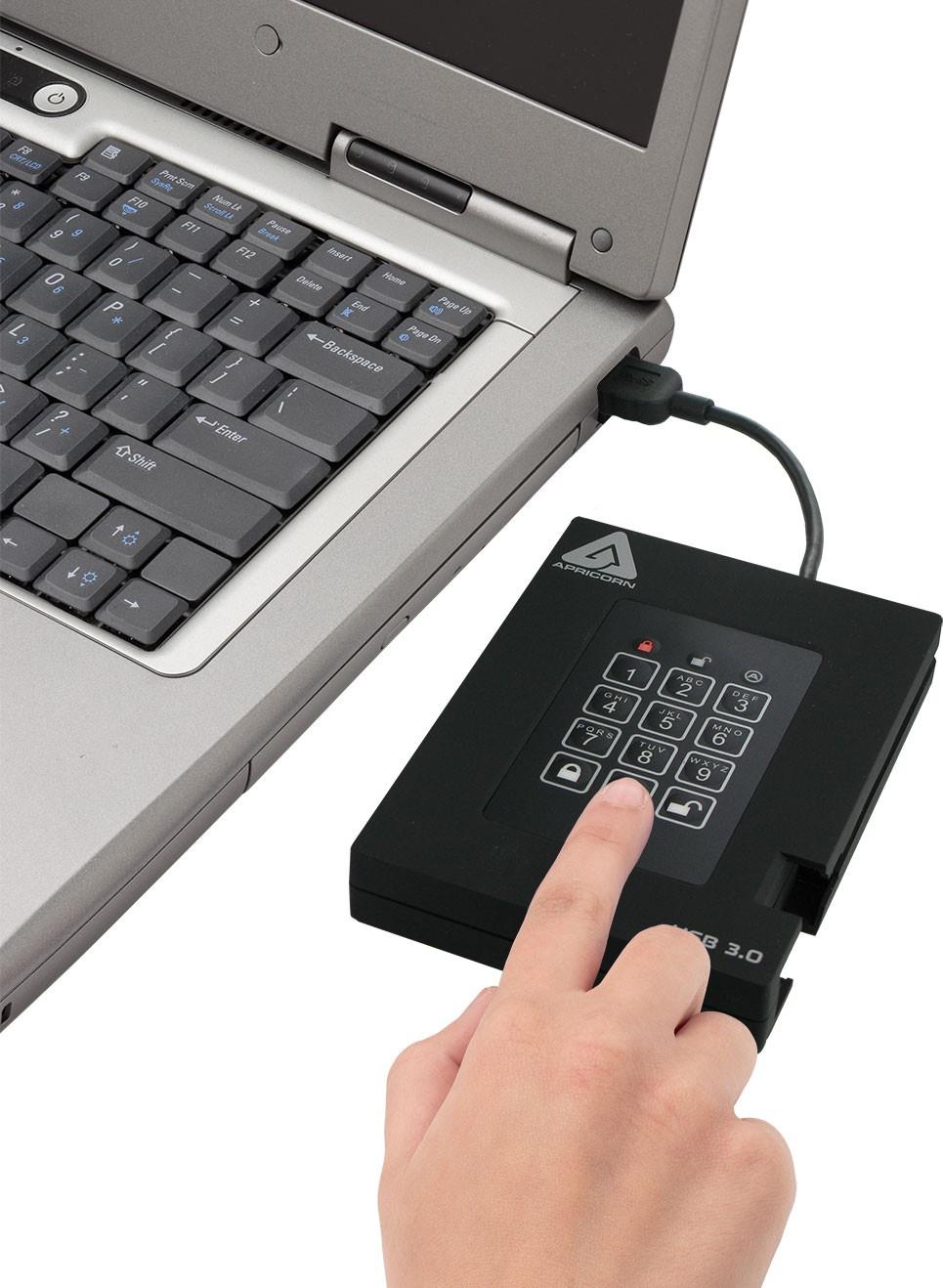 Apricorn Aegis Padlock Fortress 2,5" Externe SSD 1 TB USB 3.0 256-bit AES-XTS FIPS 140-2 Level 2 Schwarz