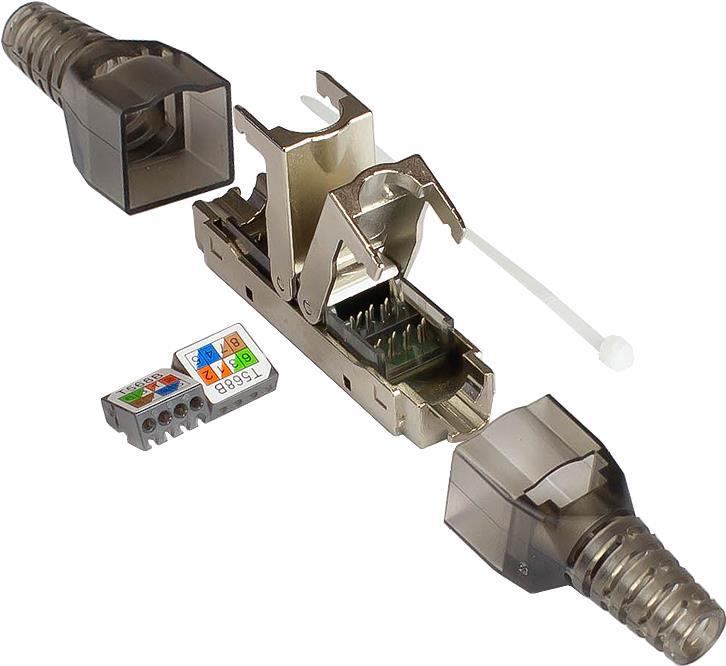 Kabelverbinder Cat. 6A, werkzeuglos / feldkonfektionierbar, LSA, STP geschirmt, Metall, Good Connect (GC-N0150)