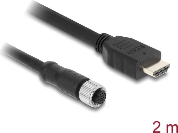 Delock M12 Kabel A-kodiert Buchse zu HDMI Stecker schwarz (81218)