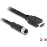 Delock M12 Kabel A-kodiert Buchse zu HDMI Stecker schwarz (81218)