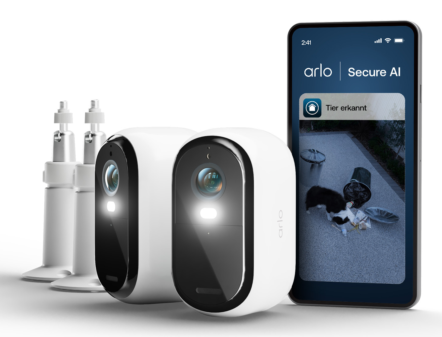 Arlo Essential 3 HD-Sicherheitskamera 2er-Set mit Halterungen Schwarz, Weiß