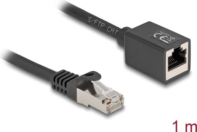 Delock Netzwerk Verlängerungskabel RJ45 Stecker zu Buchse Cat.6A S/FTP 1 m (90294)