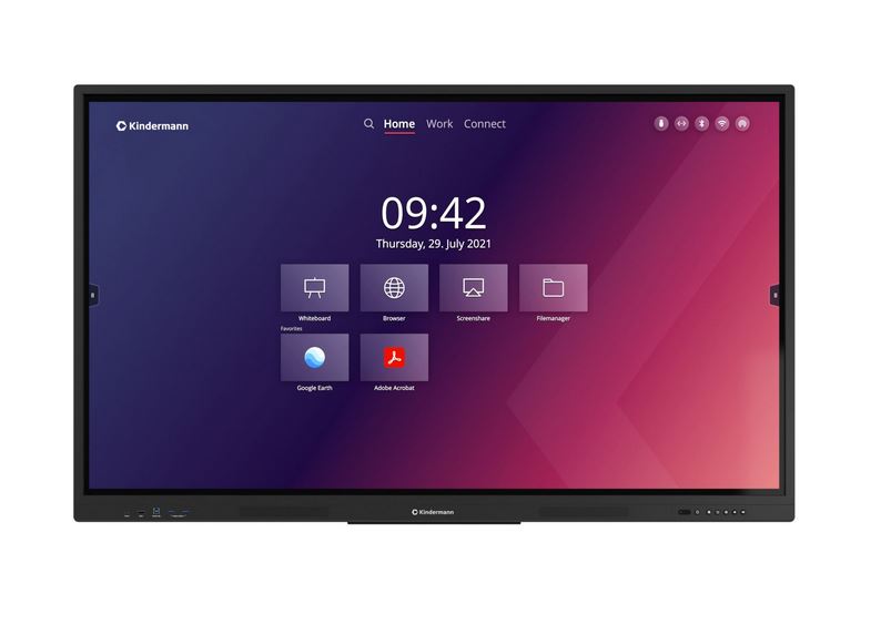Kindermann TD-1175² Interaktiver Flachbildschirm 190,5 cm (75") WLAN 400 cd/m² 4K Ultra HD Schwarz Touchscreen Eingebauter Prozessor Android 18/7 (75W61-B)