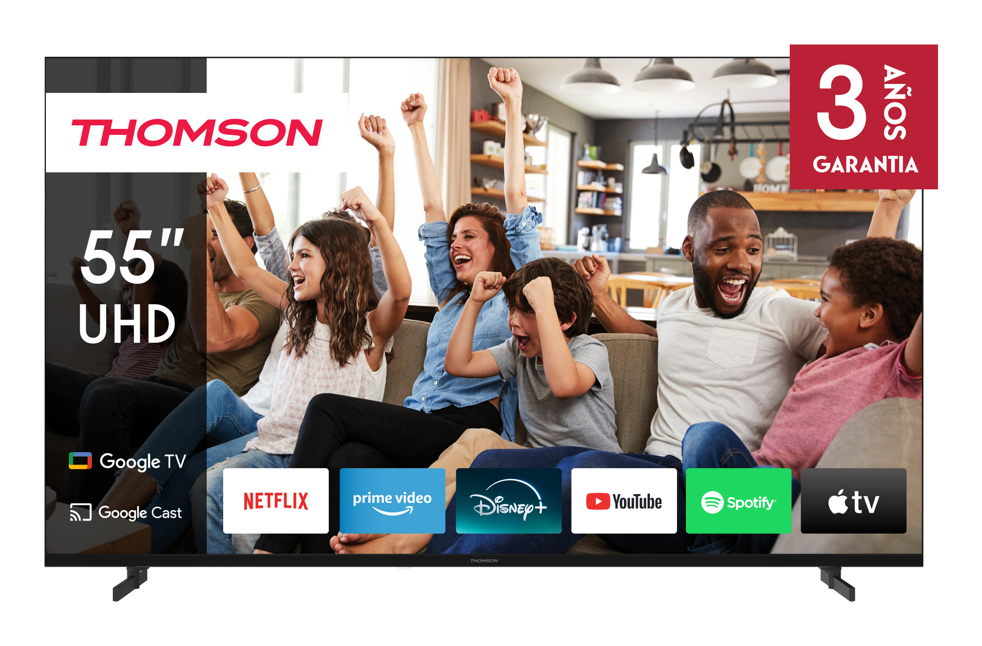 Thomson 55UG4S14 55" 4K Ultra HD Google TV HDR10 Dolby Vision Direct LED Schwarz