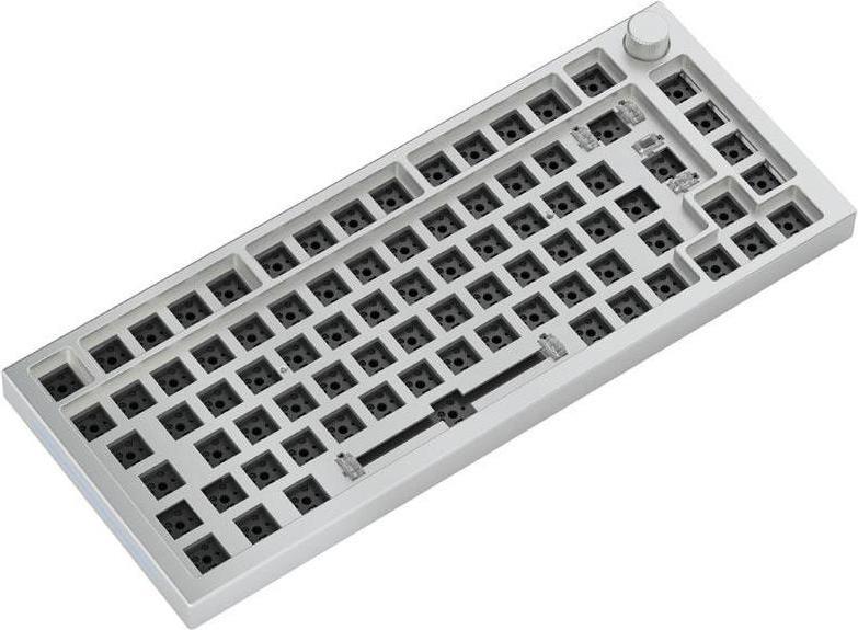 Glorious GMMK Pro White Ice 75% TKL Tastatur - Barebone, ISO-Layout, silber (GLO-GMMK-P75-RGB-ISO-W) (geöffnet)