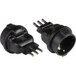 Stromadapter Italien Netz-Stecker Typ L (CEI 23-16, gerade) an Schutzkontakt-Buchse Typ F (CEE 7/3, gerade), schwarz, Good Connections® (PA-6502S)