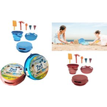 SCHILDKRÖT 7in1 Sand-Spielzeug Falteimer Set, rot Sandspielzeuge zum Graben, Formen, Sieben, Rechen, - 1 Stück (970245)