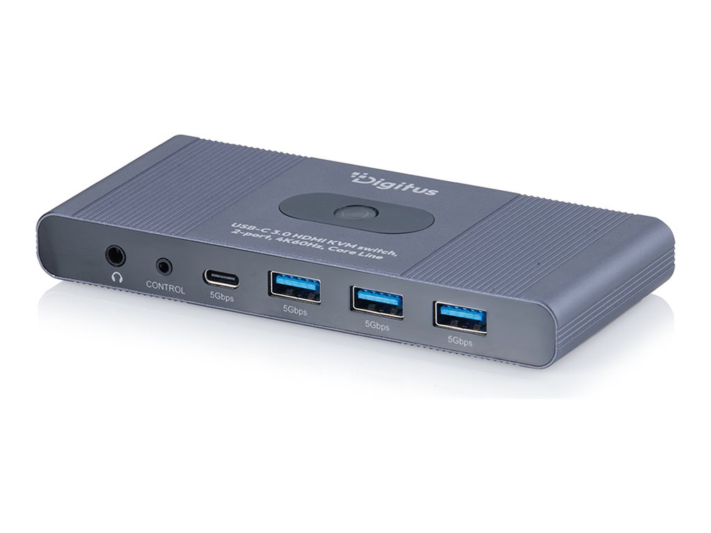 DIGITUS Core Line DS-12855 USB-C 3.0 HDMI KVM-Switch 2-Port 4K@60Hz Grau