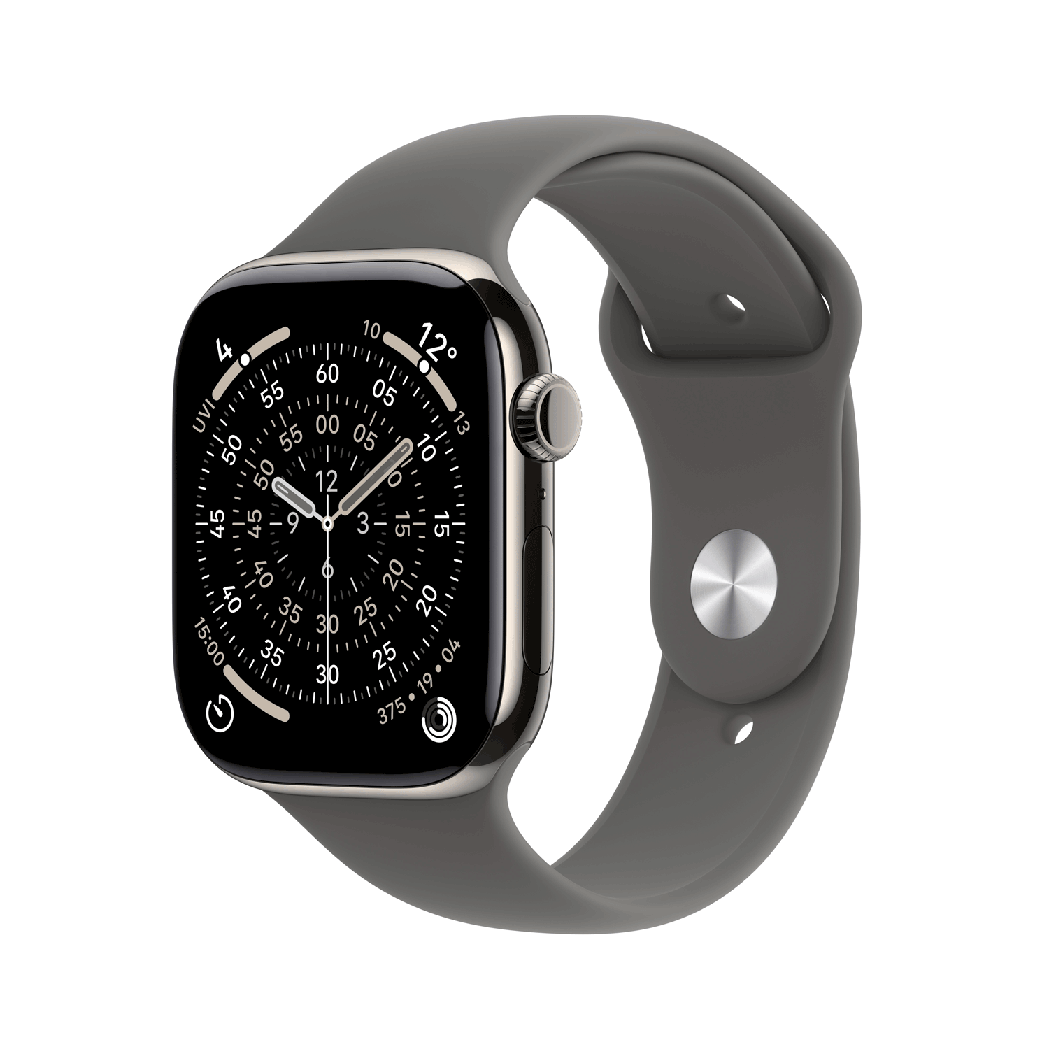 Apple Watch Series 11 GPS + Cellular 46mm Natural Titanium Case with Stone Grey Sport Band - S/M (MFCW4ZR/A) (geöffnet)