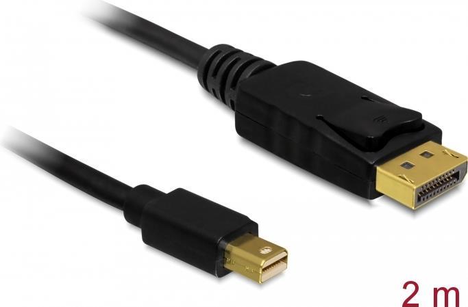 Delock Mini DisplayPort 1.2 auf DisplayPort Kabel 4K 60 Hz 2 m Schwarz