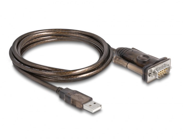 Delock Adapter USB Typ-A zu DB-9 1,5 m Schwarz, Durchsichtig